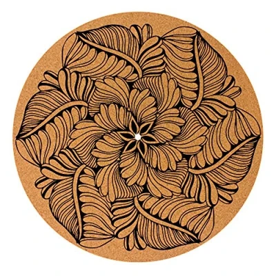 Image of Mandala Leaf CORK DJ SLIPMATS Turntable SLIP MATS