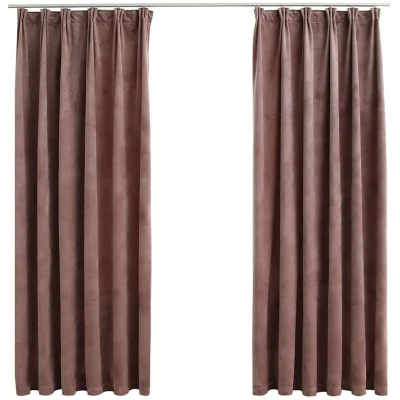 Image of vidaXL Blackout Curtains 2pcs with Hooks Velvet Antique Pink 140x175cm