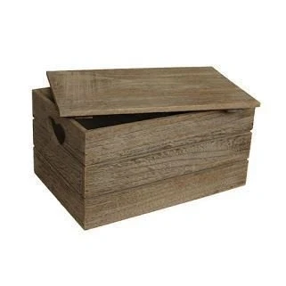 Image of Red Hamper Small Oak Effect Heart Cut Handle Wooden Lidded Storage Box
