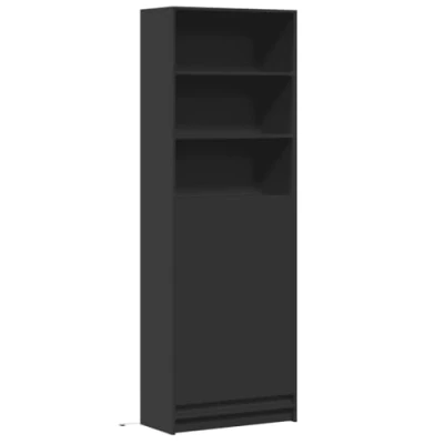 Image of vidaXL Black Engineered Wood Highboard with RGB LED Lights 69x32.5x200 cm Modern Storage Cabinet for Living Room/Bedroom