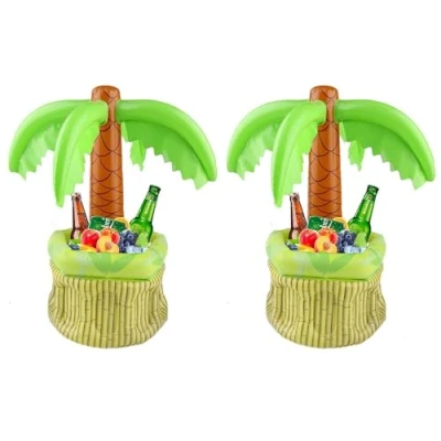 Image of 2 x Large Inflatable Floating Palm Tree Drinks Coolers Blow Up Hawaiian Party Accessory Decoration Summer Ice Cooler For Drink