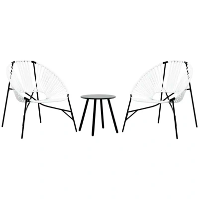 Image of vidaXL Garden Chair Set 3 pcs Black and White Poly Rattan