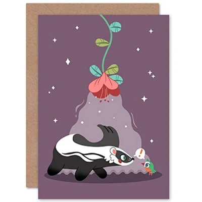 Image of Wee Blue Coo Badger With Bird Greeting Card Envelope Inside Premium Quality