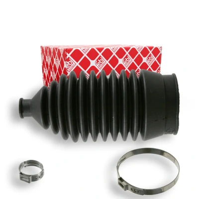 Image of 3268834, 3343641 Bellow, steering FEBI BILSTEIN 22537 Rubber Front Axle Left with clamps