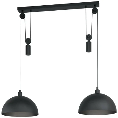 Image of EGLO Winkworth hanging light, black, length 118 cm, metal, 2 bulb.
