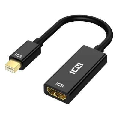 Image of ICZI 4K Mini DisplayPort to HDMI Adapter, DP (Thunderbolt 2 HDMI) Gold Plated Cord for Macbook, Chromebook Pixel, Surface Pro, HDTVs, Monitors, Projectors and More