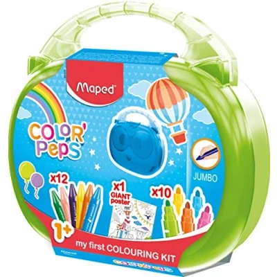 Image of Maped Color&#039;Peps My First Jumbo colouring 23 piece Activity Case Age 1+ includes pencils and giant poster