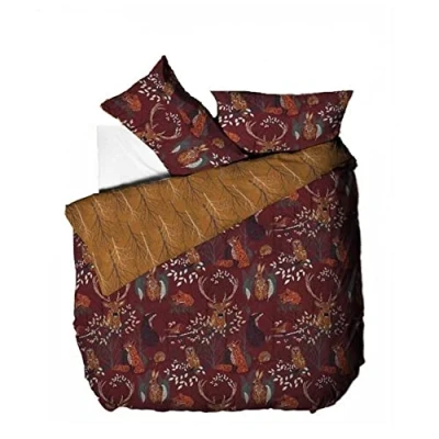 Image of furn. Forest Fauna 3pcs, Super King Duvet Cover Set, Cotton, Polyester, Rust