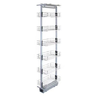 Image of KuKoo Pull Out Kitchen Larders, 46cm D, 170 195cm H, Soft Close Slide Out, Storage Cabinet Wire Baskets