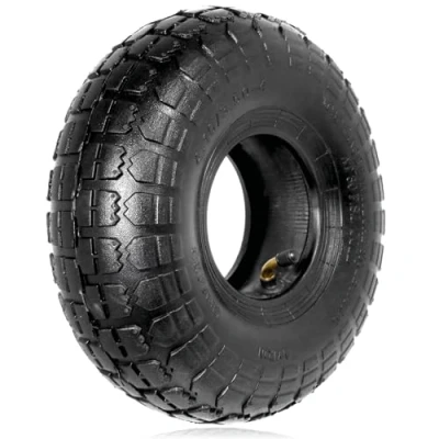 Image of SPARES2GO Wheelbarrow Wheel Tyre and Inner Tube (4.10 4 3.50 4, 35PSi) 4inch