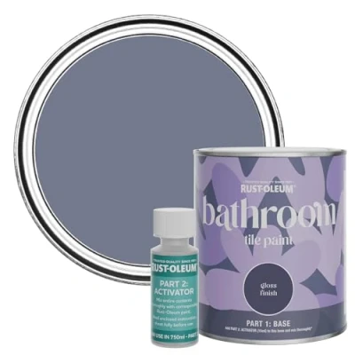 Image of Rust Oleum Blue Water Resistant Bathroom Tile Paint In Gloss Hush 750ml