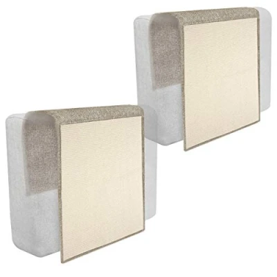 Image of Navaris 2x Cat Scratch Mats Sofa Shield Natural Sisal Furniture Protector Scratching Pads for Cats Chair, Couch, Seat, Stairs Light Brown, White