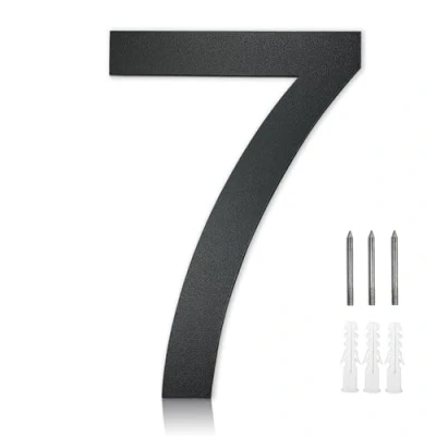 Image of MOLVCE Stainless Steel Door Numbers, 8 inch Modern House Floating Signs for Outside, Number Sign Screw On Home, Address, Store, Font Arial, Anthracite Gray 7