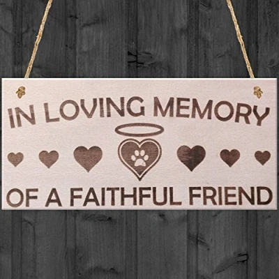 Image of Red Ocean In Loving Memory Of A Faithful Friend Pet Memorial Plaque Wooden Hanging Sign