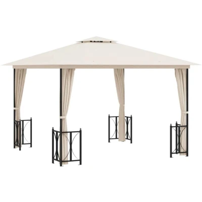 Image of vidaXL Gazebo with Sidewalls&amp;Double Roofs 3x3 m Cream