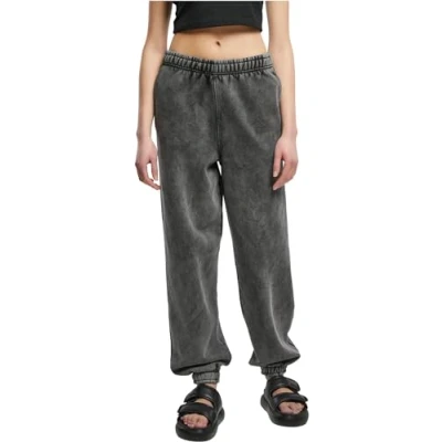 Image of Urban Classics HIGH Waist Stone Washed Tracksuit bottoms, Women&#039;s, Size: Medium, Black