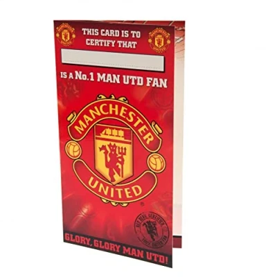 Image of Manchester United F.C. Happy Birthday Card, Man U FC Football Club Bithday Multi, 9 x 5, UTTA2657_1