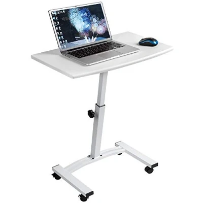Image of Tatkraft Cheer Laptop Desk Portable, Adjustable Height 52 84cm, Suitable for 7 17 Laptops, Mobile Stand with 4 casters, White