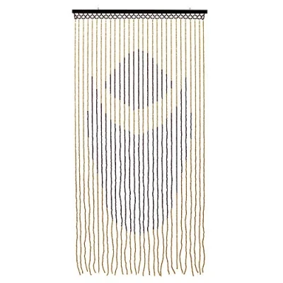 Image of JVL Tuscany Hanging Lotus Wooden Beaded Door Curtain Screen, 90cm x 180 cm, Multi, 90 180cm approx