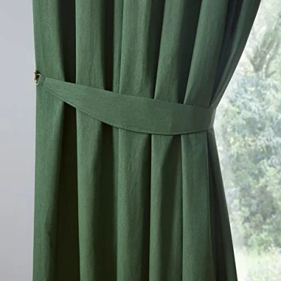 Image of Fusion Dijon Pair Of Curtain Tiebacks in Bottle Green,26&quot; x 4&quot;