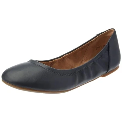 Image of Amazon Essentials Women&#039;s Belice Ballet Flat, Navy Faux Leather, 10.5 UK