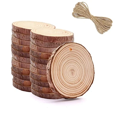 Image of 25pcs Wood Slices for Crafts, Small Unfinished Wooden Circles with Hole and String DIY Crafting Christmas Ornaments Decor (5 6cm x25)