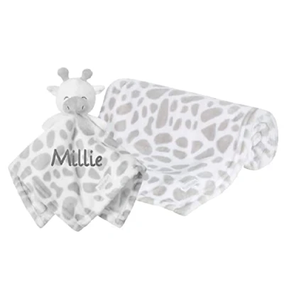 Image of Personalised Baby Gift Sets Embroidered Elephant Comforter &amp; Blanket Boy/Girl Set Shower (Giraffe Set)