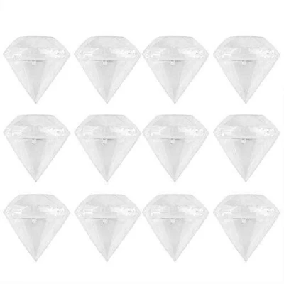 Image of TOPINCN 12Pcs/Set Clear Candy Boxes Plastic Transparent Diamond Shape Wedding Favours Birthday Party Baby Shower