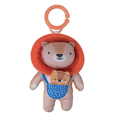 Image of Taf Toys Harry The Lion Plush Baby Sensory Toy. Soft Rattling with Flexible Mane Teether and Crinkling Texture Cub. Attach to Cot or Pram. 0 month +