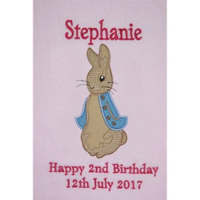 Image of Peter Rabbit Personalised Super Soft Fleece Baby Blanket (01 Pink)