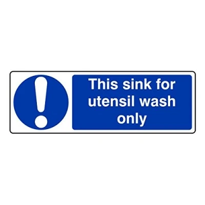 Image of 300mmx100mm This Sink For Utensil Wash Only Catering Sign Sticker Self Adhesive