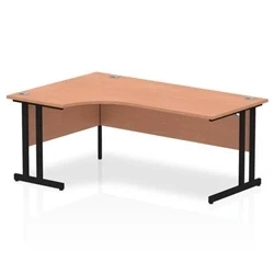 Image of Impulse 1800mm Left Crescent Desk Beech Top Black Cantilever Leg