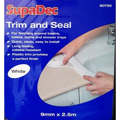 Image of SupaDec Trim And Seal Strip White Sealant Kitchen Bathroom Shower Plastic