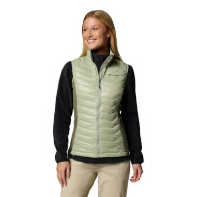 Image of Columbia Women&#039;s Powder Pass 2 Hybrid Vest, Puffer Vest Body Warmer, Safari/Stone Green, M