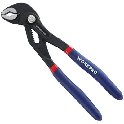 Image of WORKPRO Water Pump Pliers, 33mm Wide Jaw Capacity Quick Adjustable Tongue and Groove Plier, Cr V Steel Slip Joint Pipe Grips Tools with Non Handle, 180mm
