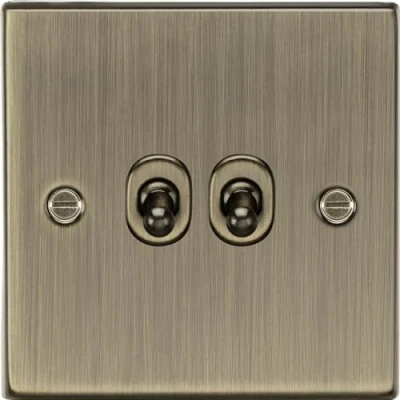 Image of KnightsBridge 10AX 2G 2 Way Toggle Switch Square Edge Antique Brass
