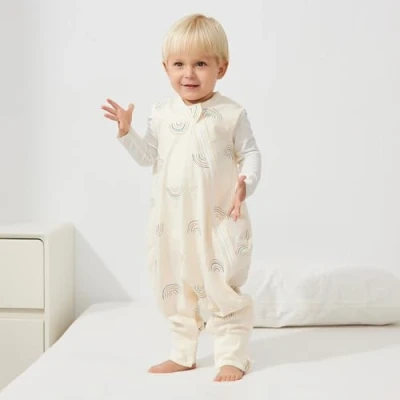 Image of Duomiaomiao Summer Sleeping Bag with Legs 0.5 Tog, Baby Feet, Cotton Toddler Bag, Sleeveless Wearable Blanket Breathable for Unisex Girls Boys 1 2 Years