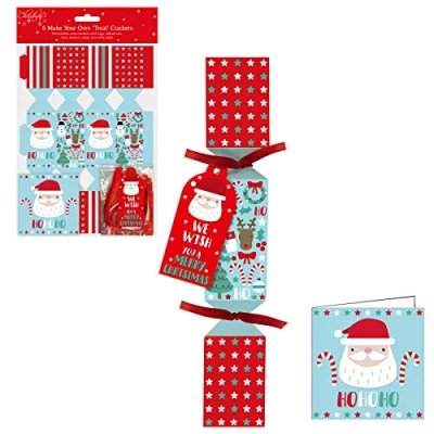 Image of Widdle Gifts 6 Pack Make Your Own Treat Christmas Cracker Kit and Cards 21cm Crackers (Santa Ho 8980)