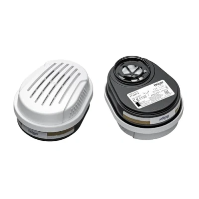 Image of Dräger X plore A2 P3 R D Bayonet Filters 2 Replacement Filter Cartridges suitable for Face Mask Respirators 3300, 5500 Protection against Spray Paint, Asbestos, Pesticides