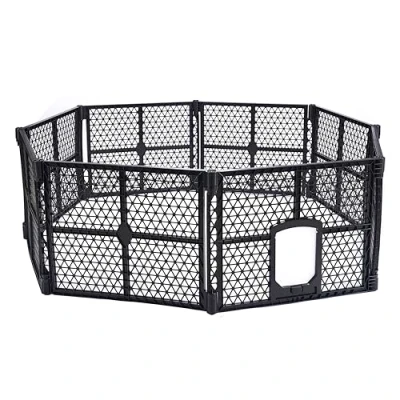 Image of Lanco 8 Panel Plastic Cage with Door. Easy Assembly and Transfer. Resistant. For Interiors Exteriors. Measurements: Panels, 67x67x26 inches (L*W*H)