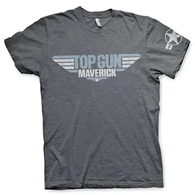 Image of Top Gun: Maverick Officially Licensed Distressed Logo Mens T Shirt (Dark Heather), Medium