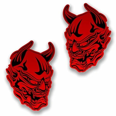 Image of 2 x 10cm Red Devil Vinyl Sticker Decal Motorbike Bike Helmet Laptop Satan #9741 (7cm Wide Tall)