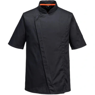 Image of Portwest Chef&#039;s Mesh Air Pro Asymmetrical Jacket S/S Black Medium