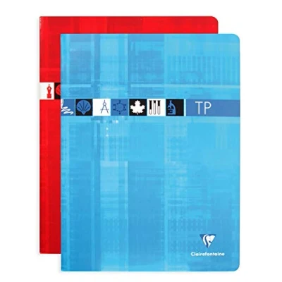 Image of Clairefontaine Ref 3378C Staple bound Laboratory Workbook (32 Sheets) 24 x 32cm Size, 90gsm Brushed Vellum Paper, Laminated Cardboard Cover Assorted Colours (Pack of 10)