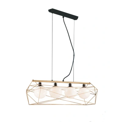 Image of Abraxas Bar Globe Cage Ceiling Pendant, Black, Gold, E27