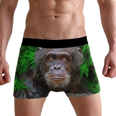Image of PUXUQU Mens Boxers Shorts Gorilla Green Leaves Monkey Boxer Briefs Underwear for Men Boy