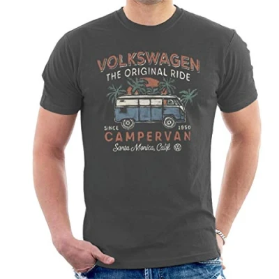 Image of Volkswagen The Original Ride Campervan Men&#039;s T Shirt, Charcoal, XL