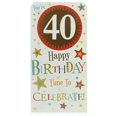 Image of Money Wallet Gift Card &amp; Envelope 40th Birthday With Gold Foil 7x3.5&quot;