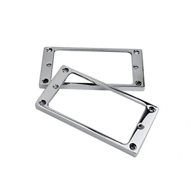 Image of Guyker Flat Metal Humbucker Pickup Mounting Ring Set Bridge Neck Pickups Cover Frame Replacement Part for Electric Guitar or Precision Bass(2PCS, Chrome)