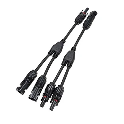 Image of Solar connector Y branch parallel adapter panel cable Photovoltaic plug distributor